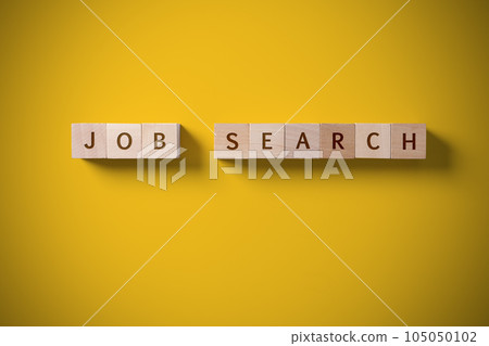 Job recruiting advertisement. represented by 'JOB SEARCH' texts on the block. 105050102
