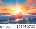 日落和波浪 105050783