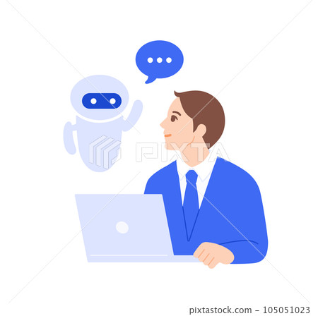 利用人工智能改善您的業務。試圖提高工作效率的商人的矢量插圖材料。 105051023