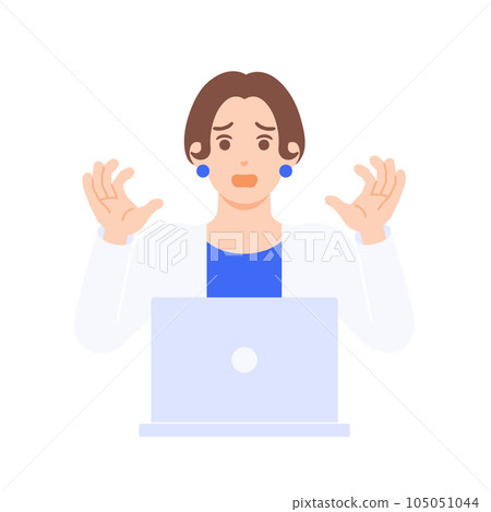 一個生意人陷入麻煩而驚慌失措。一個尖叫的女人的矢量插圖素材。 一個生意人陷入麻煩而驚慌失措。一個尖叫的女人的矢量插圖素材。 105051044