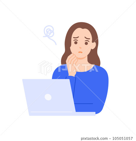 Anxious creators. Vector illustration material of a worried woman. 105051057