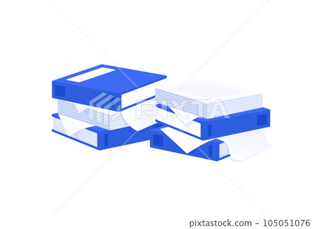 Large amount of files and documents. An image of a huge amount of office work. Vector illustration material. 105051076