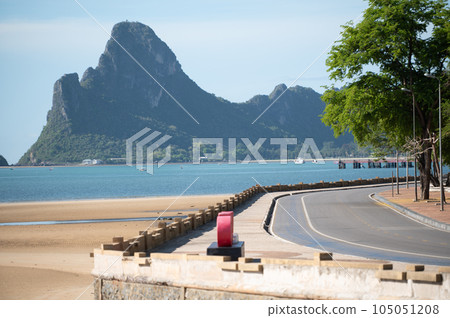 Scenic road of Muang district,Prachuapkhirikhan province.Selective focus on the road. Scenic road of Muang district,Prachuapkhirikhan province.Selective focus on the road. 105051208