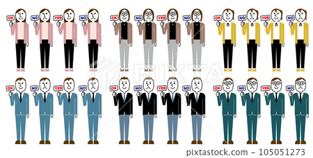 OK/NG、YES/NO...女性和男性的對比卡 105051273