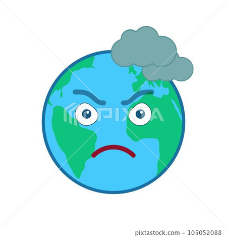 Frowning world globe isolated emoticon 105052088