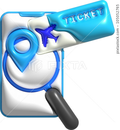 3d illustration Find a place to check in a plane ticket in a mobile phone 105052765