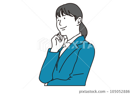 Business woman smiling with her hand on her cheek Business woman smiling with her hand on her cheek 105052886