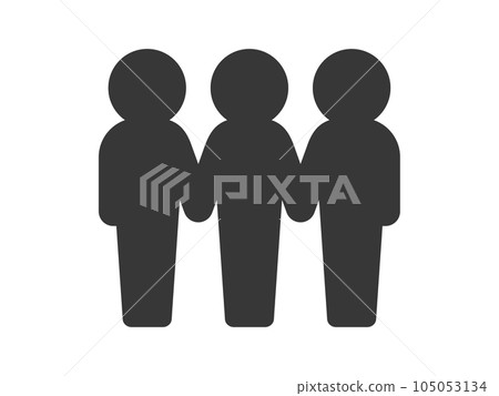 三人站立握手的圖標 — 團隊合作、合作、紐帶、平等的圖像材料 105053134