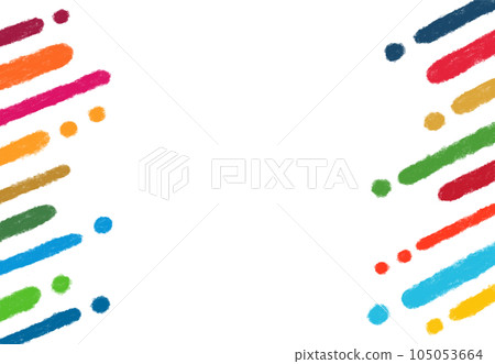 受可持續發展目標啟發的抽象流行線條圖案，簡單彩色鉛筆和蠟筆的手繪插圖 105053664