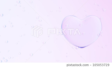Transparent heart and multiple bubbles on a pink background. 3d. (Landscape) 105053729