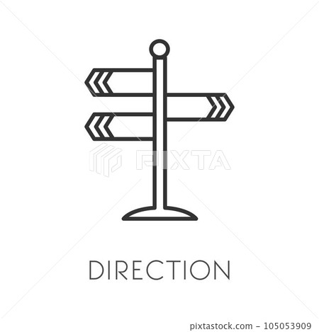 Crossroad or intersection, direction pointer isolated outline icon 105053909