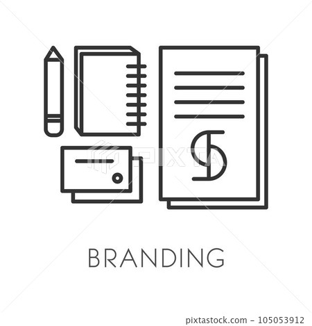 Brand or trademark creation, branding technology isolated linear icon Brand or trademark creation, branding technology isolated linear icon 105053912