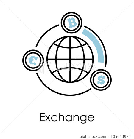 Exchange isolated icon, bitcoin, euro and dollar, cryptocurrency Exchange isolated icon, bitcoin, euro and dollar, cryptocurrency 105053981