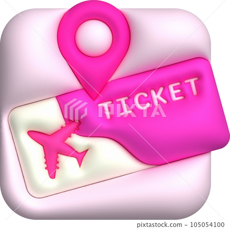 3d illustration flight ticket check in place icon. 105054100