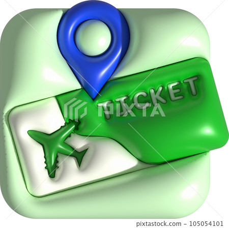 3d illustration flight ticket check in place icon. 105054101