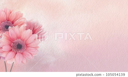 Abstract Floral Pink Gerbera Flower Watercolor Background On Paper AI Generated 105054139
