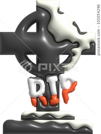 3D illustration. Grave for Halloween. RIP. Ancient grave. Halloween elements for design. 105054296