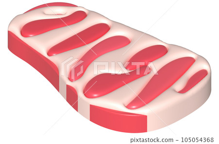 3D illustration. Fresh slices or meat. Marbling of pork or beef tenderloin for steak. 3D illustration. Fresh slices or meat. Marbling of pork or beef tenderloin for steak. 105054368