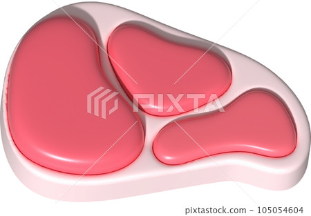 3D illustration. Fresh slices or meat. Marbling of pork or beef tenderloin for steak. 105054604