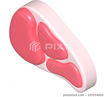 3D illustration. Fresh slices or meat. Marbling of pork or beef tenderloin for steak. 105054606