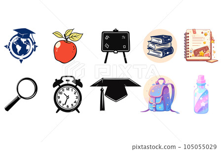 Flat vector set of compositions with objects related to education theme. Back to school 105055029