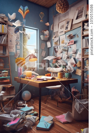 creative workspace with marketing books and stationery, created with generative ai creative workspace with marketing books and stationery, created with generative ai 105055086