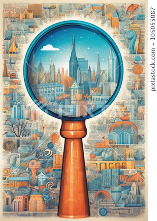 seo concept with magnifying glass and keywords, created with generative ai 105055087