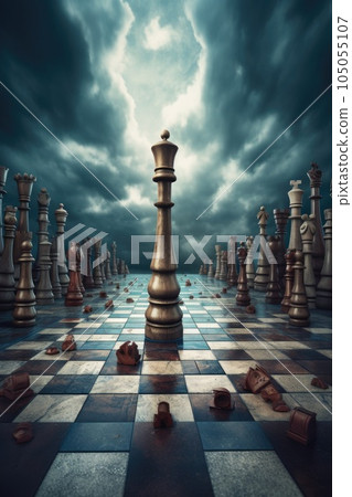 King chess piece standing on a chess board, Generative AI Stock  Illustration