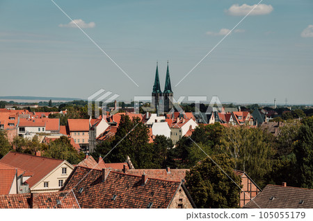 Red roofs of beautiful houses. Top view Red roofs of beautiful houses. Top view 105055179
