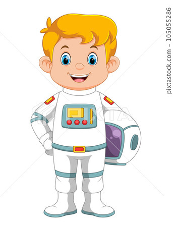 Cartoon astronaut standing on white background of illustration 105055286