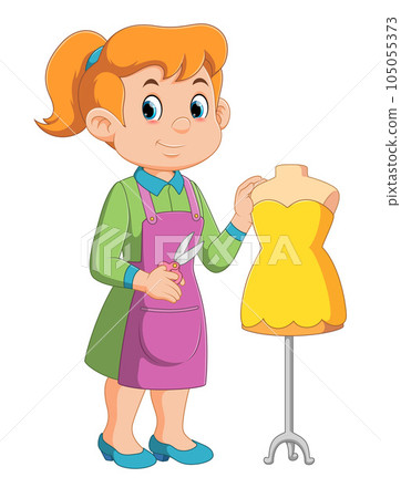 A woman enjoying their hobbies. creating fashion clothes designs. Fashion designer of illustration A woman enjoying their hobbies. creating fashion clothes designs. Fashion designer of illustration 105055373