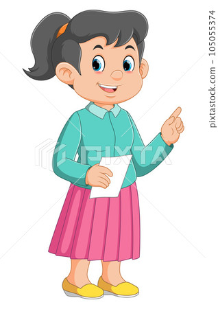 girl master ceremonial hold paper cartoon character of illustration girl master ceremonial hold paper cartoon character of illustration 105055374