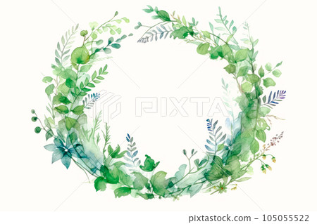 watercolor botanical wreath 105055522
