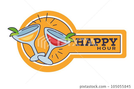 Happy hour in pub or bar isolated icon, cocktail party Happy hour in pub or bar isolated icon, cocktail party 105055845