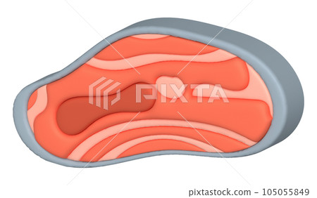 3D illustration, thick slices of raw salmon of fresh sashimi or trout sashimi 105055849