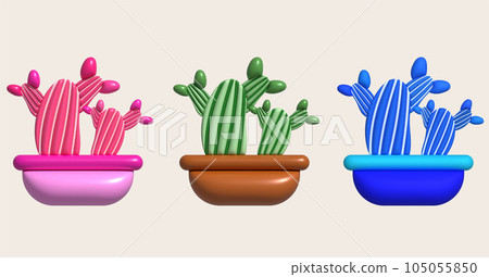 3d illustration, cactus and aloe vera desert thorn plant cactus and tropical house plants. 3d illustration, cactus and aloe vera desert thorn plant cactus and tropical house plants. 105055850