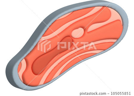 3D illustration, thick slices of raw salmon of fresh sashimi or trout sashimi 3D illustration, thick slices of raw salmon of fresh sashimi or trout sashimi 105055851