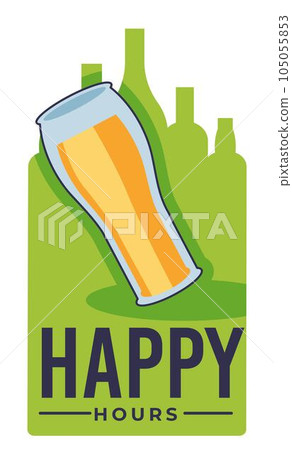 Happy hours in pub and bar, craft beer in glass, alcohol beverage Happy hours in pub and bar, craft beer in glass, alcohol beverage 105055853