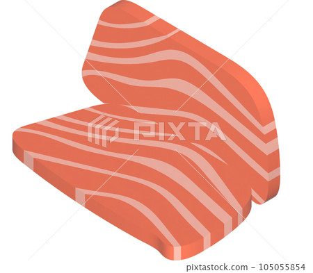 3D illustration, thick slices of raw salmon of fresh sashimi or trout sashimi 3D illustration, thick slices of raw salmon of fresh sashimi or trout sashimi 105055854