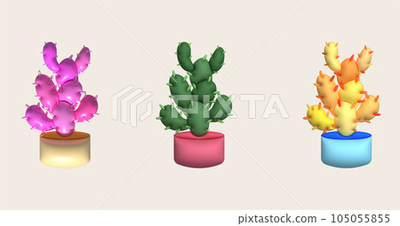 3d illustration, cactus and aloe vera desert thorn plant cactus and tropical house plants. 3d illustration, cactus and aloe vera desert thorn plant cactus and tropical house plants. 105055855