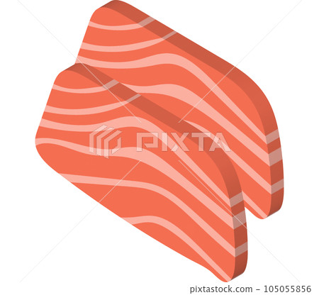 3D illustration, thick slices of raw salmon of fresh sashimi or trout sashimi 3D illustration, thick slices of raw salmon of fresh sashimi or trout sashimi 105055856