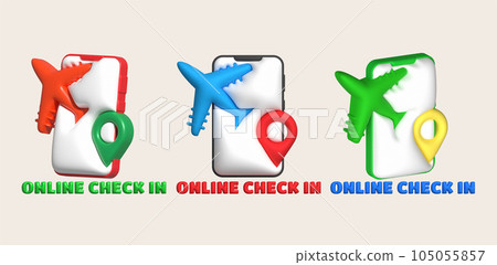 3d illustration Find a place to check in a plane ticket in a mobile phone 3d illustration Find a place to check in a plane ticket in a mobile phone 105055857