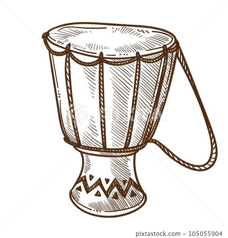 Tom tom or drum isolated sketch, musical instrument Tom tom or drum isolated sketch, musical instrument 105055904