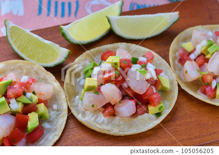 Tostada de ceviche, a Mexican dish 105056205