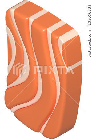 3D illustration, thick slices of raw salmon of fresh sashimi or trout sashimi 105056333