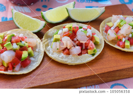 Tostada de ceviche, a Mexican dish 105056358