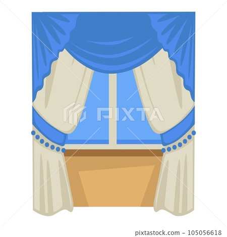 Curtains on window, Biedermaier fashion style isolated object 105056618