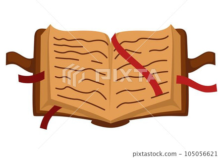 Literature, vintage old book with hardcover and bookmarks, isolated object Literature, vintage old book with hardcover and bookmarks, isolated object 105056621