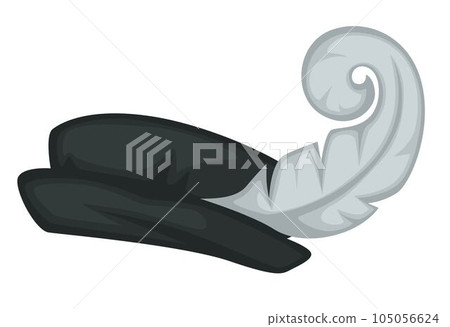 Antique fashion, hat with feather, headdress isolated object Antique fashion, hat with feather, headdress isolated object 105056624