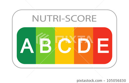 Nutri Score label with classification A, B, C, D, E letters on white background. Nutritional quality of foods sticker used in Europe products rating system Nutri Score label with classification A, B, C, D, E letters on white background. Nutritional quality of foods sticker used in Europe products rating system 105056830